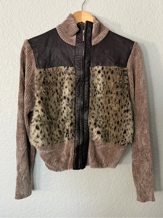 Victoria Harbour Jackets & Blazers - Vtg Victoria Harbour leather & Faux Fur Panel Teddy Jacket in Taupe and brown